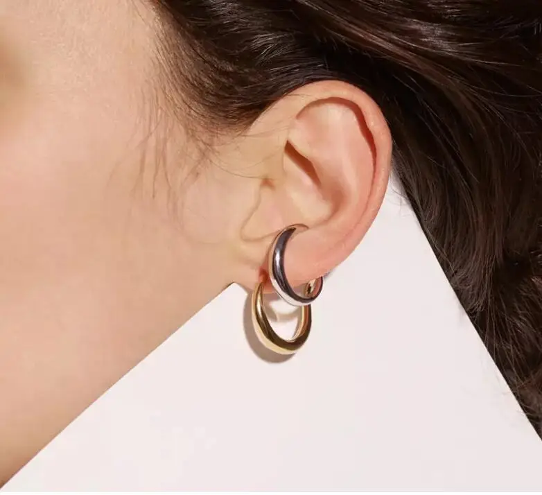 Уникальные крутые Женские Геометрические спиральные двойные невидимые серьги контрастного цвета, персональные металлические серьги в стиле панк, хип-хоп, аксессуары для ушей