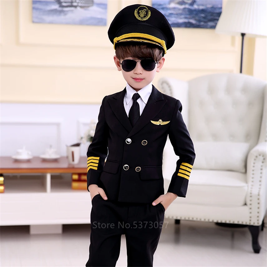 Costumi di Halloween per bambini uniformi aeronautiche Cosplay pilota  assistente di volo aereo ragazzi ragazze carnevale giochi di ruolo  abbigliamento