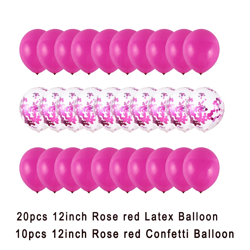 30pcs Rose red 30 шт. 12 дюймов розовое золото воздушный шар "Конфетти" набор шары на день рождения или свадьбу Рождественская вечеринка украшения поставки воздушный шар "Конфетти" - Цвет: 30pcs Rose red