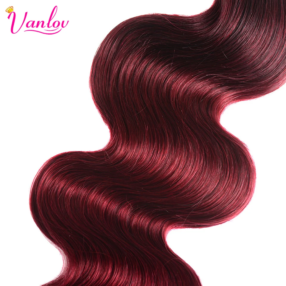 Vanlov Ombre Body Wave Bundles T1B99J Brazilian Hair Weave Bundles 2 Tone 10-26Inch 100% Human Hair Bundles Remy Hair 100gPcs (4)