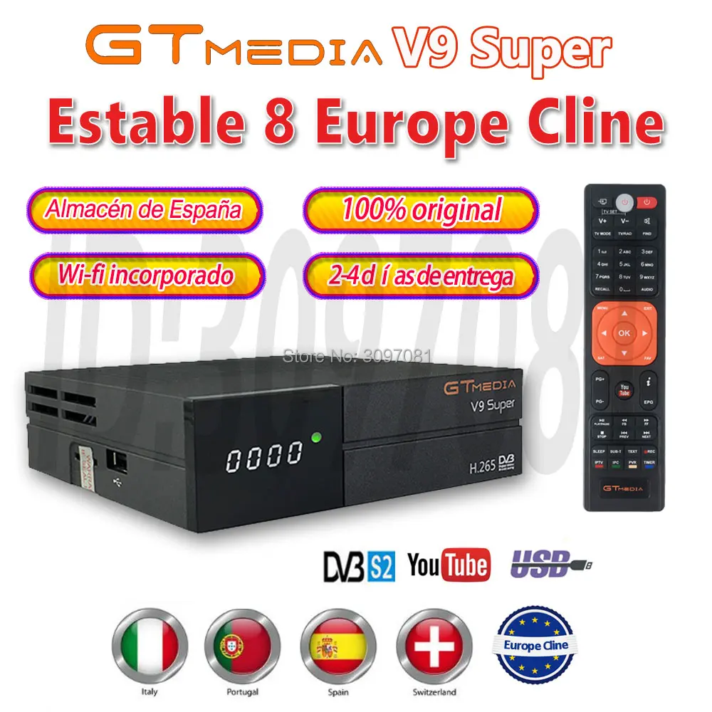 Супер Спутниковый ресивер GTmedia V9 Freesat V9 супер обновленный GTmedia V8 Nova с CCcam Cline на 1 год Европа Испания