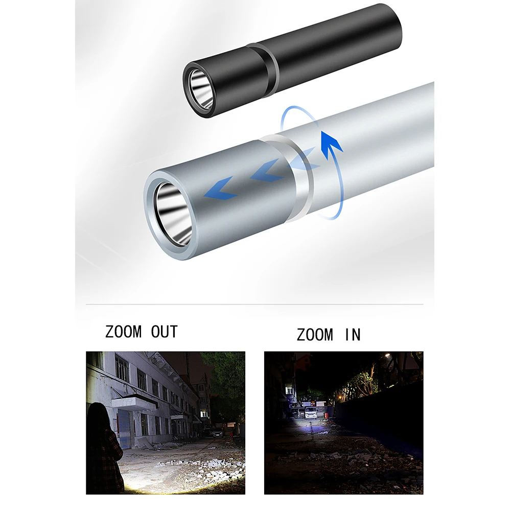 Супер Яркий Мини-фонарь usb Перезаряжаемый водонепроницаемый походный Телескопический фонарь с зумом может использоваться в качестве внешнего аккумулятора