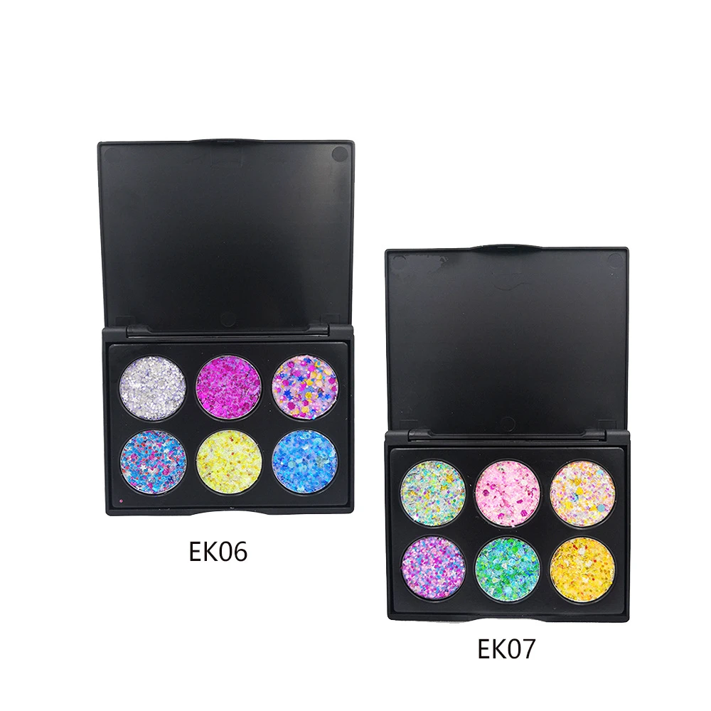 6 Colors Festival Sequin Eyes Powder Star Makeup Shining Colorful Face Eyes Lip Nails Body Hair Glitter Flash Shimmer Powder