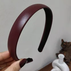 Ruoshui Vintage Pu Leather Non - Slip Turban Hairband - Korean Style Fashion Accessory (Wine red)