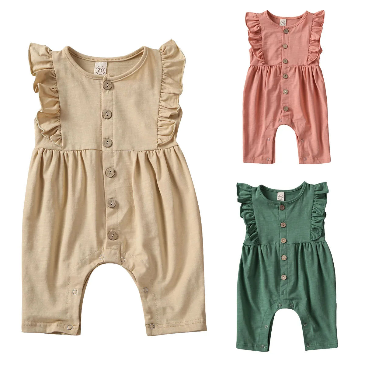 Одежда для новорожденных и маленьких девочек 6-18 месяцев; комбинезон с оборками; Однотонный комбинезон с рукавами; одежда