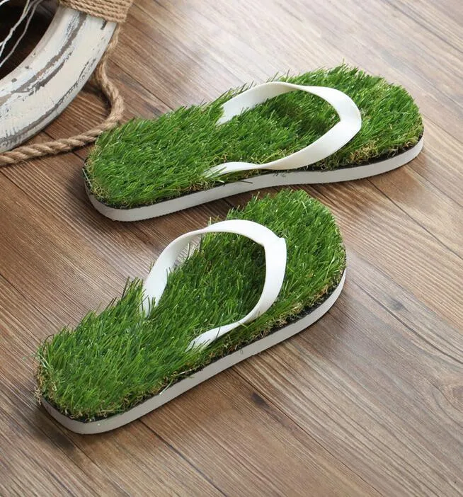 39 41 43 45 wholesale man grass flip flops sandals slippers new thick bottom platform slope beach male Lawn grass slippers