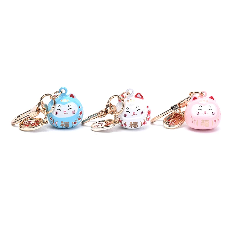 

Japanese Cute Lucky Cat KeyChains Car Keys Bag Key Chains Decor Water Sound Bell Pendent Charm Bag Pendant Jewelry Keyring Gift