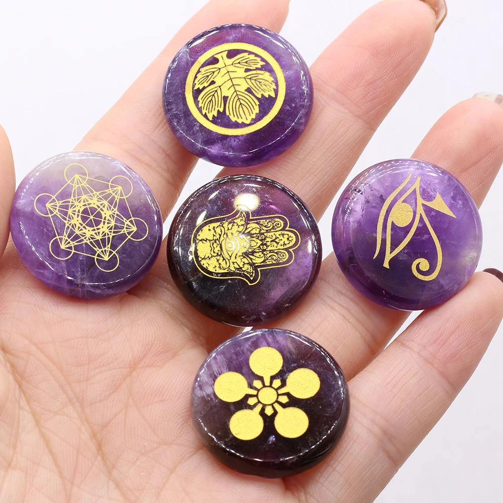 5pcs Natural Nonporous Amethyst Stone Reiki Healing Religion Clover