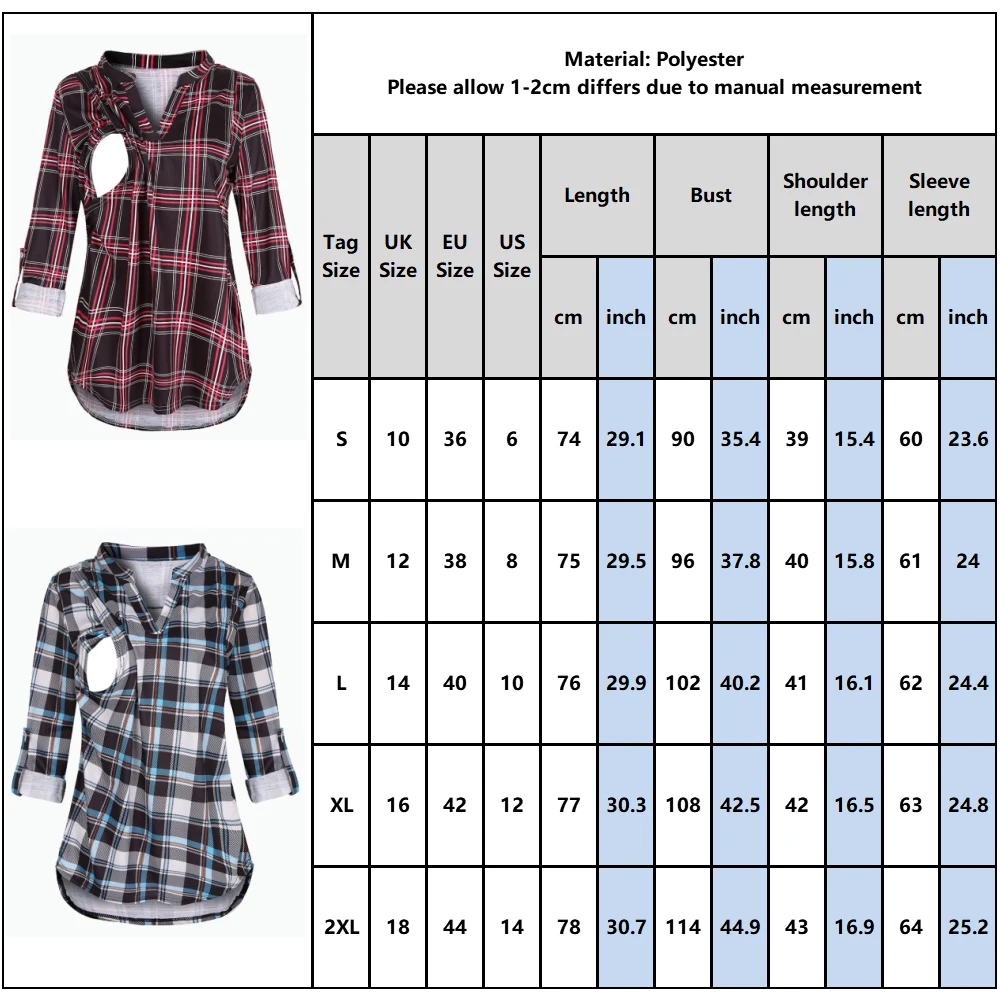 Для женщин блузки в клетку для кормления с принтом топы Повседневное беременности и родам Костюмы, зимняя одежда с длинными рукавами, блузка для кормления грудью для беременных Blusas D30