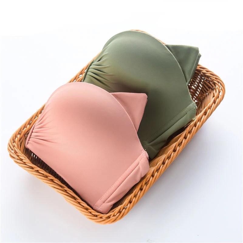 Sexy Lingerie Cat Ear Pattern Beauty Back Gather Bra Small Breast Thickened Wire Free Underwear For Girls 32/70-38/85 A B Cup