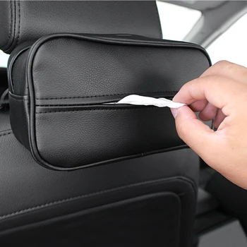 

New High Quality Universal Car Armrest Box Sun Visor PU Leather Tissue Box Paper Case Organizer Car Accessories