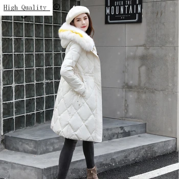 

Winter Down Jacket Women Coat Female Real Fox Fur Hooded Clothes 2020 Korean Thick Warm White Duck Down Coat Hiver LW1636