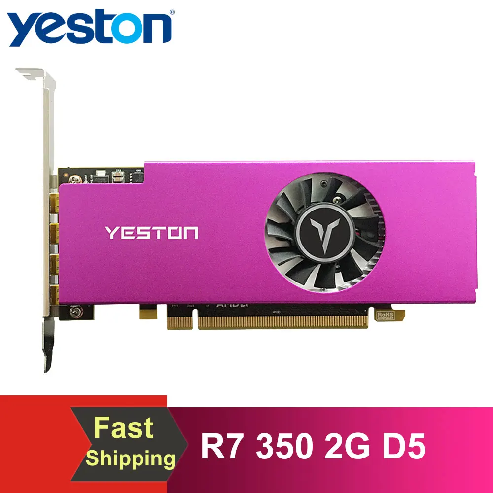 Yeston R7 350 2G D5 Графика карты 4MINIDP 4-Экран Поддержка Разделение Экран 4000 МГц 2G/128 бит/GDDR5