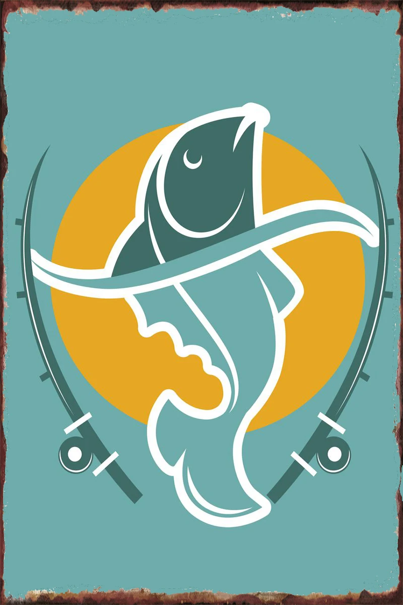 fishing Tin Sign Plates Wall Decor Room Decoration Retro Vintage Metal For Art Pub Home Club Man Cave Cafe | Дом и сад