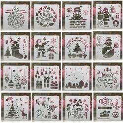 16Pcs/Set 15*15cm Merry Christmas DIY Layering Stencils Wall Painting Scrapbook Coloring Embossing Album Decorative Template