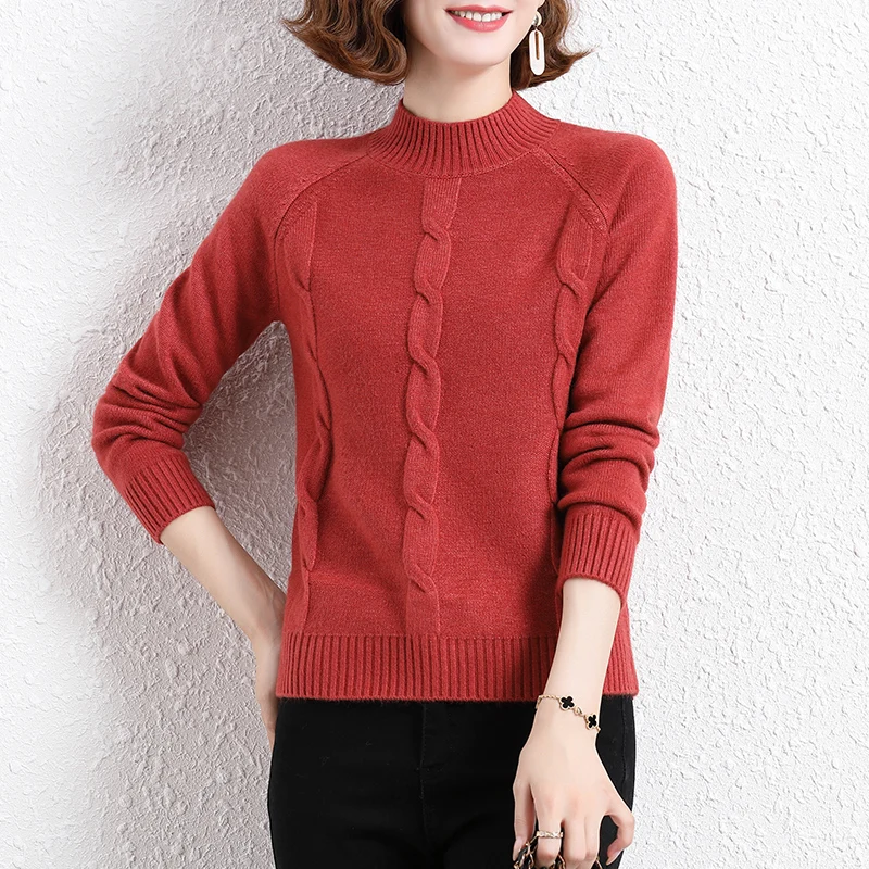 vintage sweaters Sweater women 2021 new fashion half high neck knit autumn and winter thickening one vintage sweaters