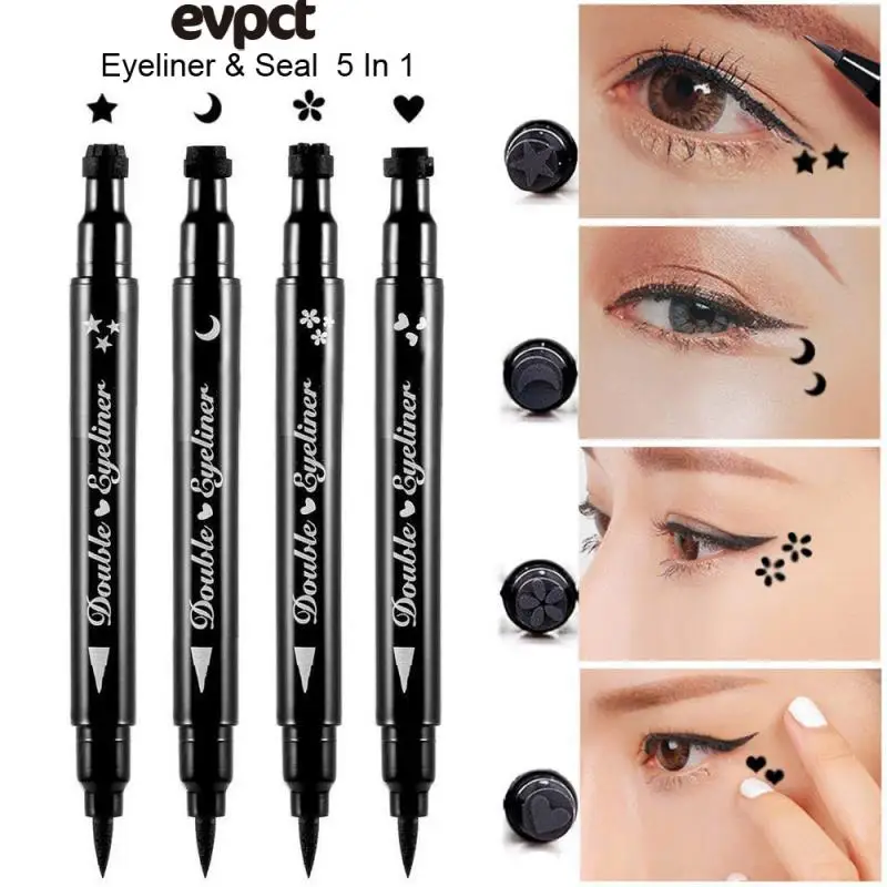4pcs Stars Moon Love Eyeliner Double-headed Seal Liquid Set Smooth Quick Dry Long Lasting Waterproof Makeup |