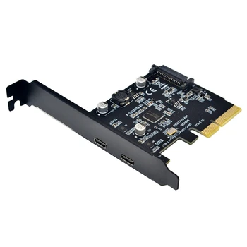 

USB 3.1 To Type-C 2 Port Expansion Card PCI-E 4X To USB 3.1 Gen2 10Gbps USB C Adapter ASMedia ASM3142 Chipset for Desktop