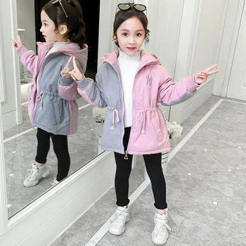 

Girls cotton-padded jacket 2019 children new winter cotton-padded clothes long winter jacket cuhk brim child upset girl coat