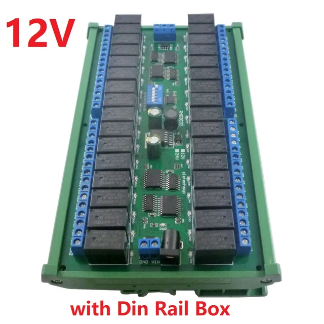 Dc 12V 32 Kanalen Modbus Rtu RS485 Bus Relais Module Uart Seriële Poort DIN35 Rail Board Voor Led Domotica Deurslot|Relais| - AliExpress