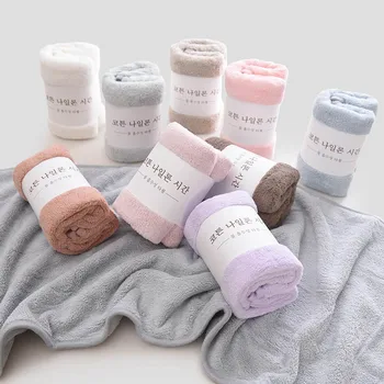 

Solid Color Soft Thicken Quick-drying 35*75cm Coral Velvet Face Towel Super Absorbent Bathroom Accessories Milky Silky Towers