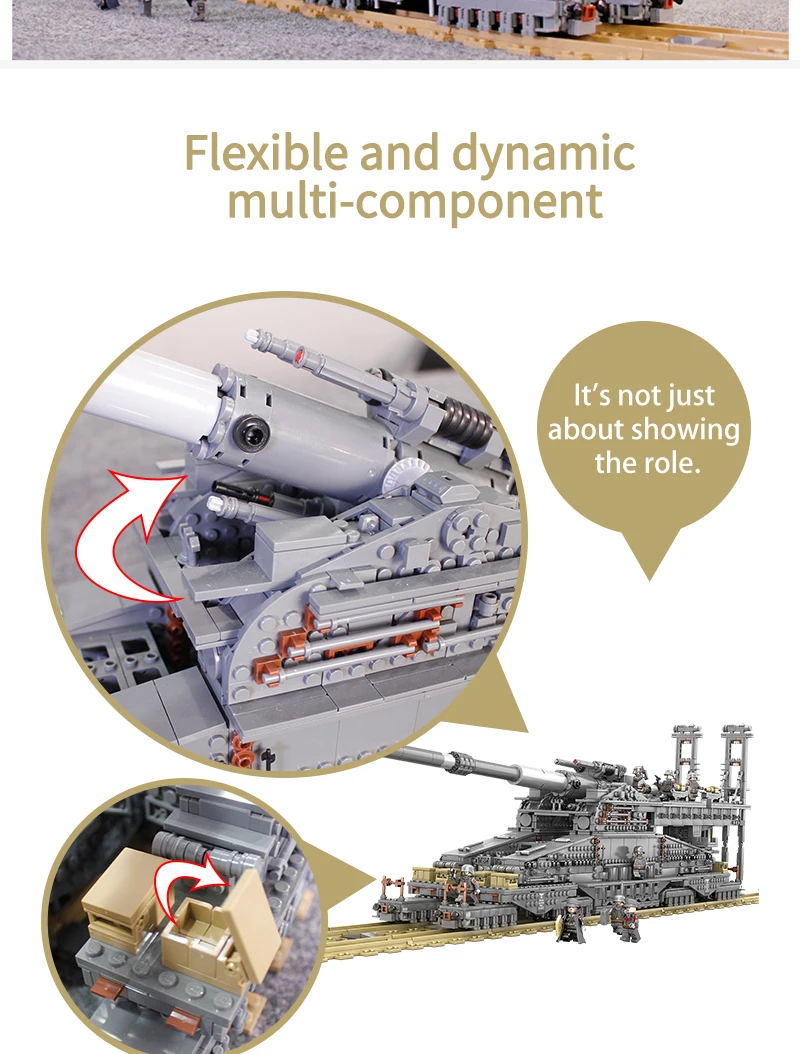 3846 Шт Военный боевой танк, строительные блоки, Германия 800 мм, тяжелый поезд Густава, рельсовый пистолет, игрушки для взрослых и детей 6-15 лет