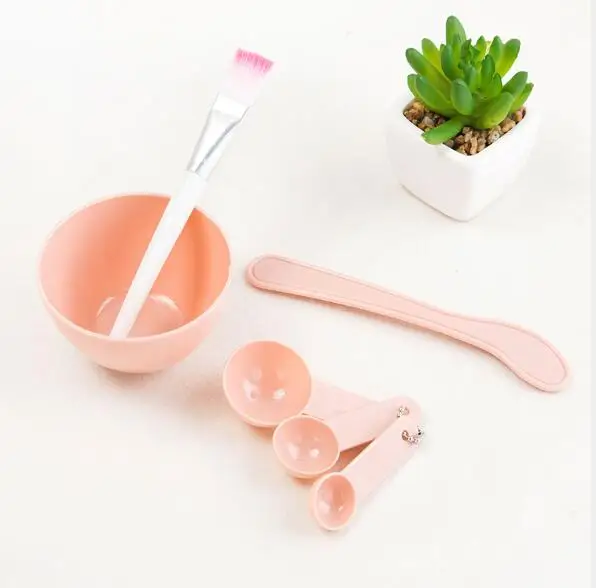 4 в 1 DIY маска для красоты лица миска для женщин косметический инструмент для макияжа с кисточкой смешанный шпатель палочка мерная ложка набор