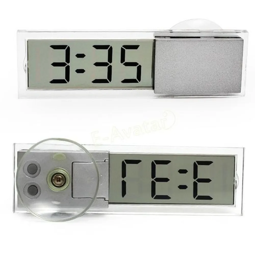 Car Electronic Clock Mini Transparent LCD Display Digital with Sucker Glass Car Ornaments Car Electronic Clock Mini Transparent LCD Display Digital with Sucker Glass Car Ornaments