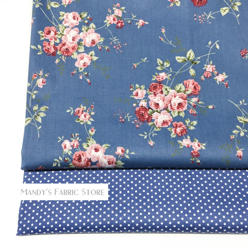 

Dark blue flowers tablecloth Cloth 100% cotton fabric scrapbook patchwork diy dress bedding decoration sewing towel wholesale