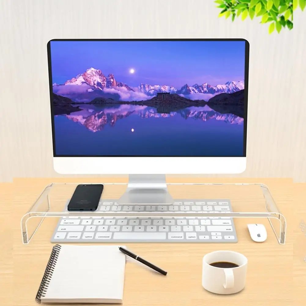 Computer Screen Riser Shelf Desktop Monitor Stand Computer Booster Screen Monitor Riser Acrylic Laptop Stand Desk Holder afbeelding