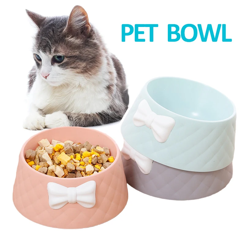 

Single Cat Bowls Pet Feeding Food Bowl Puppy Kitten Cute Bowknot Feeder Dish Cats Bowl Anti Skid For Small Dog Food Water Bowl