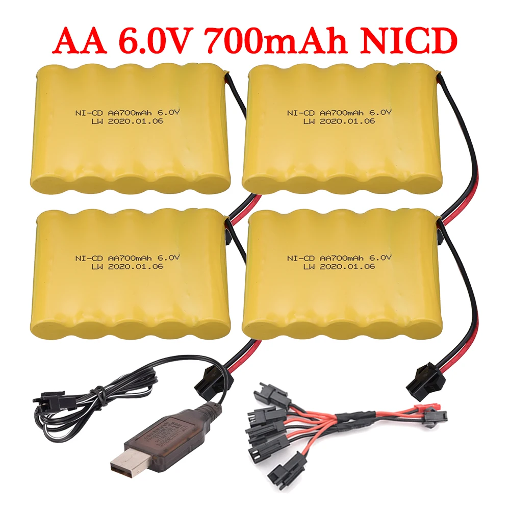 

Зарядное устройство 6 в 700 мА · ч, для радиоуправляемых автомобилей, роботов, танков, пистолетов, радиоуправляемых лодок, с разъемом SM, Aa, 6 в, 700 мА · ч, перезаряжаемый аккумулятор NiCD