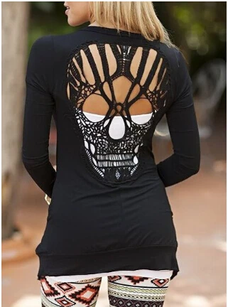 Back Skull Hollow Out Women Sweaters Long Sleeve Cardigans Spring Summer Thin Sexy Blusas Body Top Plus Size XXL |