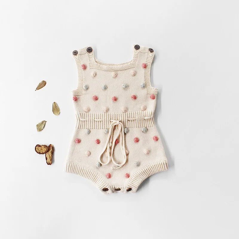 knitted romper baby autum Infant Jumpsuit Overall Sleeveless Baby Boys Clothing button colorful bobble cute clothing |