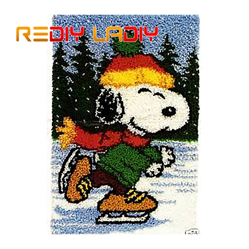 

Latch Hook Rug Skiing Puppy Crocheting Carpet Rug 100% Acrylic Yarn Sofa Cushion Mat DIY Carpet Rug Home Decor Hobby & Crafts