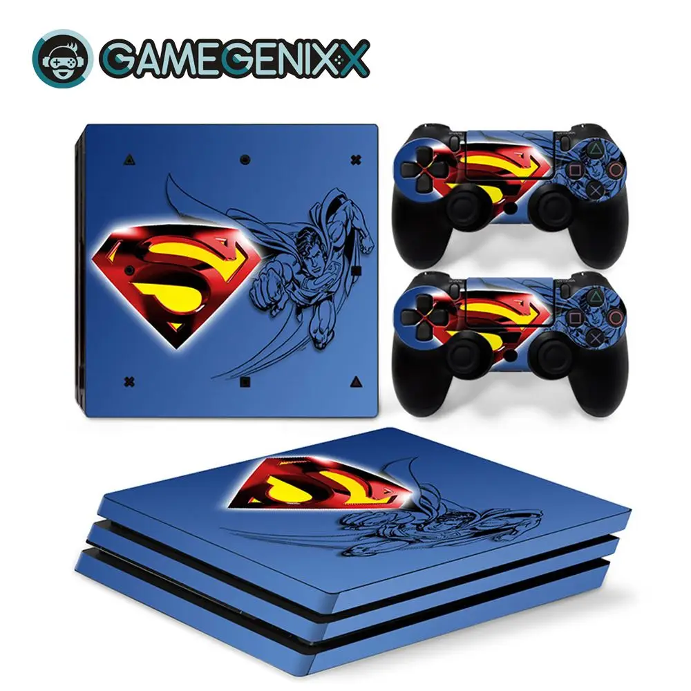 GAMEGENIXX Кожа Наклейка Защитная Наклейка Обложка для PS4 Pro консоли и 2 контроллеров-Супермен