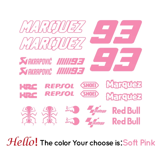 Marquez 93 Vinyl Stickers Motorcycle Decals Removable Car Sticker Motorbike Decal Decoration Soft Pink
