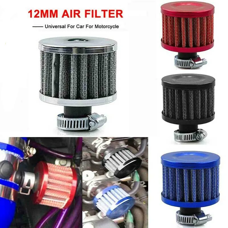 

12mm Car Air Filter for Car Motorcycle Cold Air Intake High Flow Crankcase Vent Cover Mini Breather Filters Universal