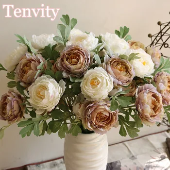 

Peony Artificial Flowers Silk High Quality for Home Wedding Wall Backdrop Fall Decoration Accessories Fake Flower Autumn Deocr