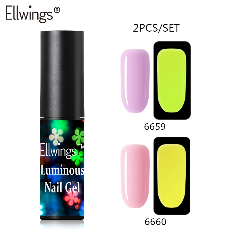 ZHG1083 Ellwings светящийся в темноте Гель-лак неоновый флуоресцентный светящийся Гель-лак для ногтей УФ-гель ночной блеск лак верхнее Базовое покрытие праймер - Цвет: ZHG1083