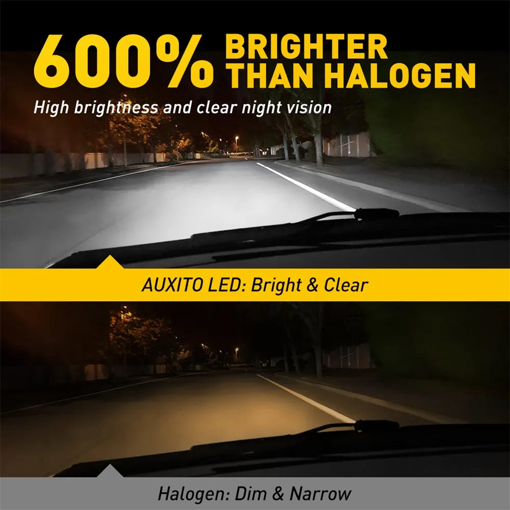 AUXITO 2Pcs 20000LM 100W Super Bright Canbus Auto Headlamp Turbo LED H4  9003 High Low Beam Headlight Bulb 12-CSP Chips No Error