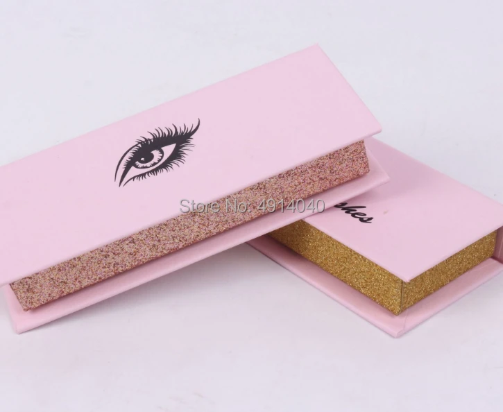 Fast delivery Custom black printed glitter golden small magnetic cardboard eyelash box packaging-PX2043