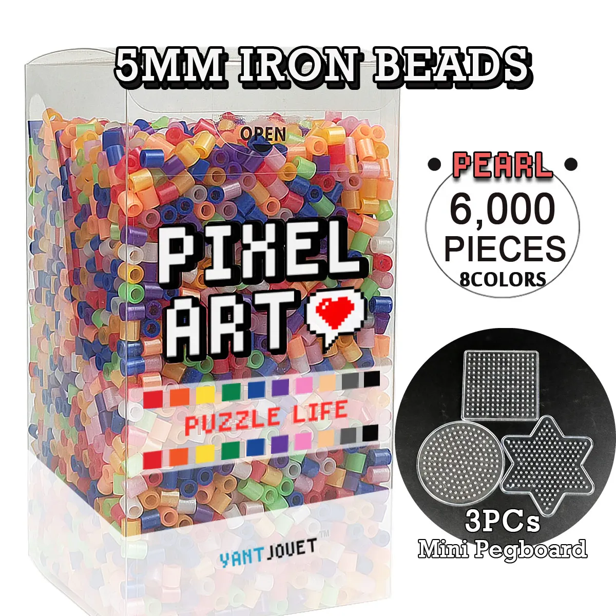 

5MM Pixel Puzzle Iron Beads 6000PCs Pearl Colors With Pegboard for kids Hama Beads Diy High Quality Handmade Gift toy