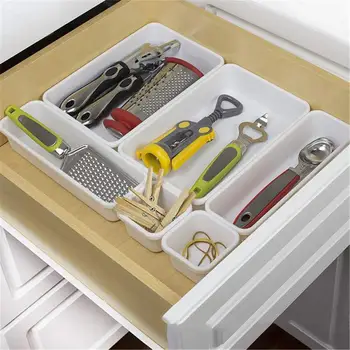 

8PCS Interlocking Bins Plastic Multi-Purpose Drawer Storage Box Organizer For Home Kitchen Tableware Tool Separation Box