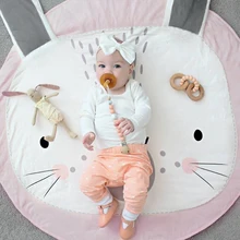 Игровой коврик с изображением животных из мультфильмов, детский коврик для новорожденных, одеяло для ползания, хлопковый Круглый Пол, ковер для детской комнаты, декор для детской комнаты, коврик