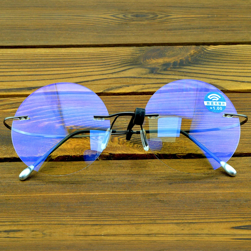 Round Style Rimless Oversized Titanium Alloy Reading Glasses +0.75 +1 +1.25 +1.5 +1.75 +2 +2.5 +2.75 to +4 reading glasses