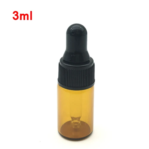 3ml Amber With Black 10 шт. 1 мл 2 мл 3 мл 5 мл мини пустая стеклянная бутылка-капельница портативная бутылка для ароматерапии эфирное масло с стеклянная пипетка для закапывания в глаза - Цвет: 3ml Amber With Black