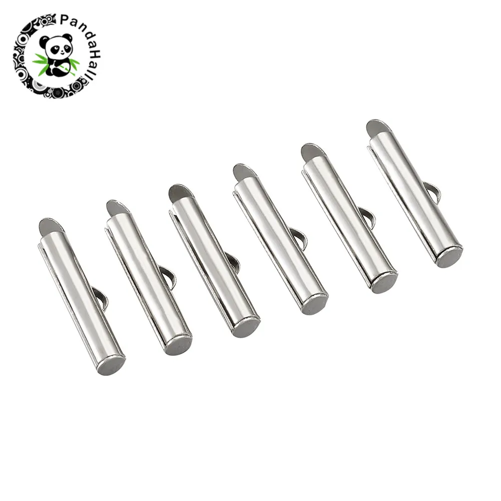 

50pcs Iron Slide On End Clasp Tubes Metal Jewelry Findings Slider End Caps,10/16/20/25/30mm wide ,hole: 1mm;3.2mm inner diameter