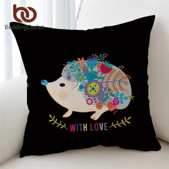

BeddingOutlet Hedgehog Cushion Cover Rainbow Pillow Cover Floral Cartoon Pillow Case for Bed Sofa Unicorn Animal Pillowcase 1pc