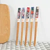 Juego de 5 pares de palitos para Sushi, bambú Natural, estilo japonés, hecho a mano, para comida, gato, flor, palos de madera multicolor ► Foto 1/4